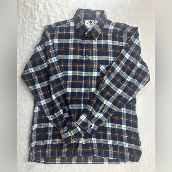 JNCO Men's Size Large 90s Button Down Casual Long Sleeve Plaid Flannel Shirt - Picture 4 of 7